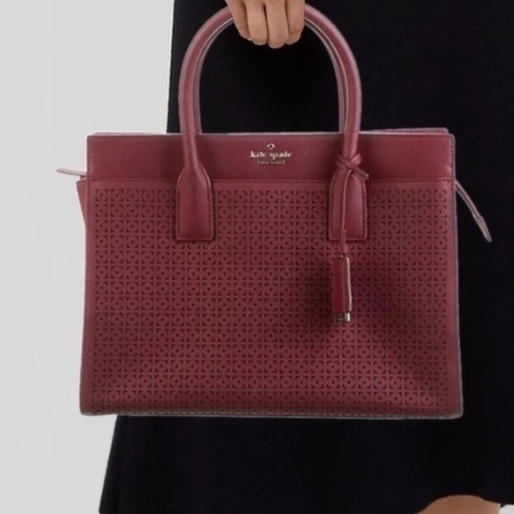 kate spade Handbags - Kate Spade Cameron Street perforated Candace Maroon Satchel with dust bag